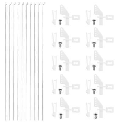 MECCANIXITY 10pcs 304 Stainless Steel 1.2x450mm Z Push Rods Parts, 10pcs Nylon Control Horns for DIY RC Car Boat Airplane Helicopter Model Replacement, Silver