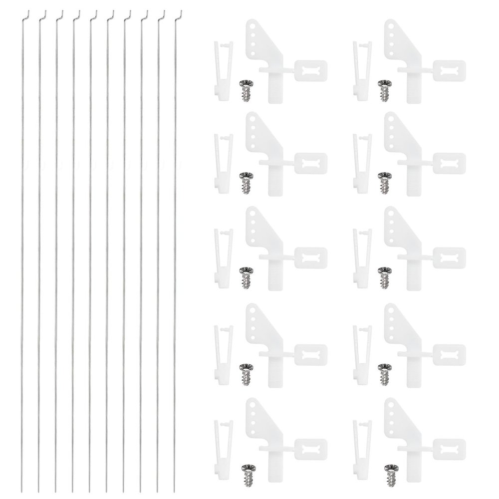 MECCANIXITY 10pcs 304 Stainless Steel 1.2x450mm Z Push Rods Parts, 10pcs Nylon Control Horns for DIY RC Car Boat Airplane Helicopter Model Replacement, Silver
