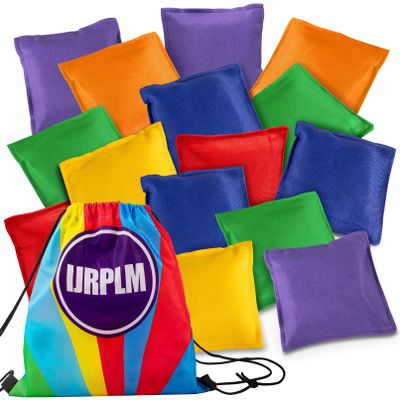 IJRPLM 18 Pack Bean Bags for Tossing,Large Colorful Cornhole Bean Bags,Tossing Beanbags Toy with Carry Bag,Nylon Bean Bag Hand Toss Games for Kids Adults Family Party Outdoor Yard Games,4.7 x 4.7 Inch