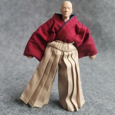 1/12 Samurai Uniform Kimono Clothes for 6" 6 inches 1:12 Action Figure Doll Clothes (Red)