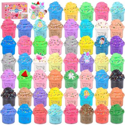 56-Pack Valentine's Day Butter Slime Kit, Birthday Soft and Non-Sticky Bulk Slime Party Favors for Kids, Classroom Exchange Gift Mini Slime, Stress Relief Toys for Boys Girls, 4-10 Advent Calendar