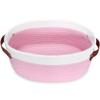 ABenkle Woven Basket - Cute Small Rope Storage Basket for Room, Cat & Dog Toys, Empty Decorative Gift Box with Leather Handles view 1