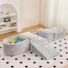 Tiita Baby Climb and Crawl Playset 5-Piece, Kids Foam Climbing Block with Small Ball Pit - Indoor Soft Play Climber for Playtime Fun, Grey Star view 1