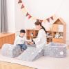 Tiita Baby Climb and Crawl Playset 5-Piece, Kids Foam Climbing Block with Small Ball Pit - Indoor Soft Play Climber for Playtime Fun, Grey Star view 4