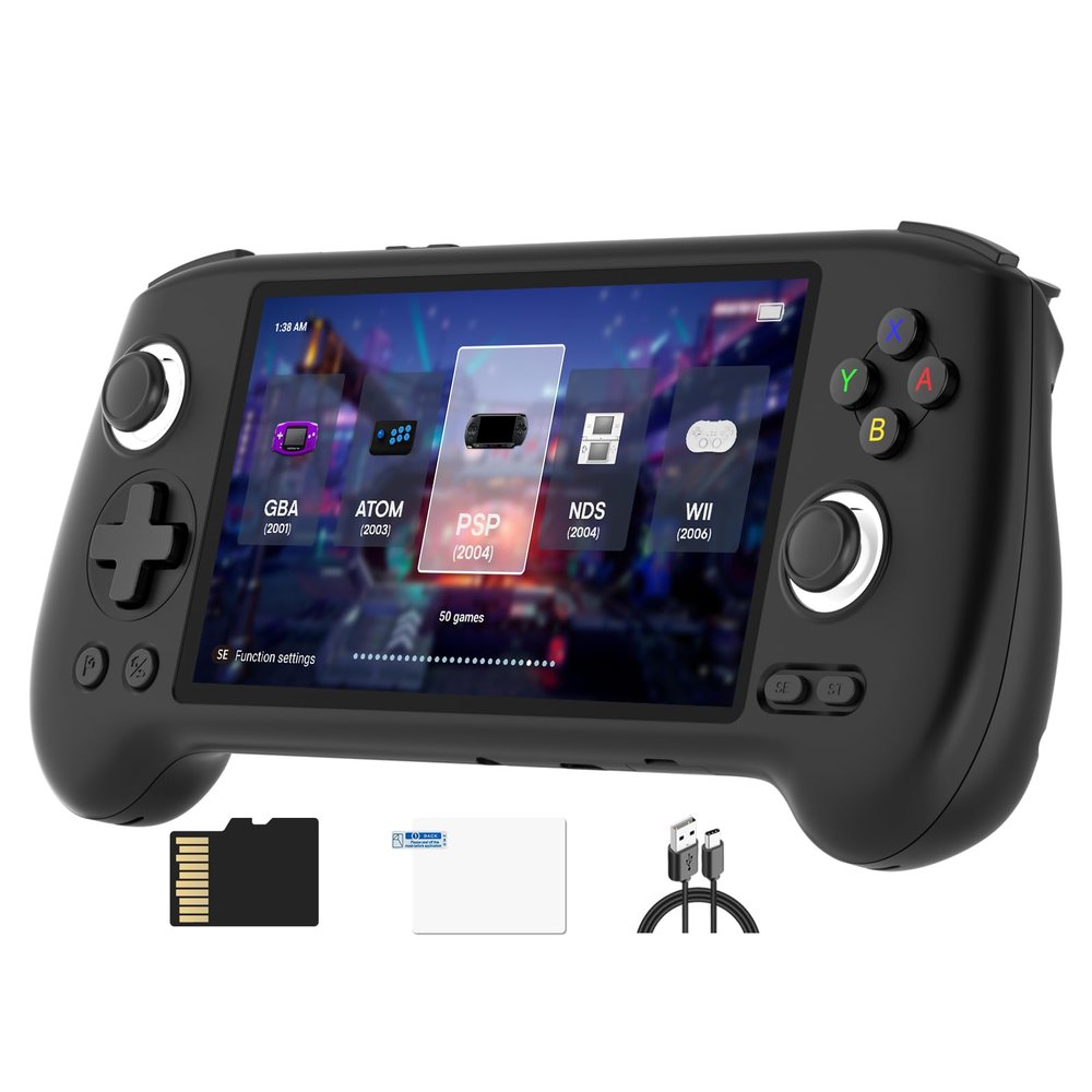 Doriteney RG556 Handheld Game Console 5.48-inch AMOLED Screen Android 13 OS Game Player 1080 * 1920 Resolution 8GB LPDDR4X Built-in 5500mAh Battery(Black)