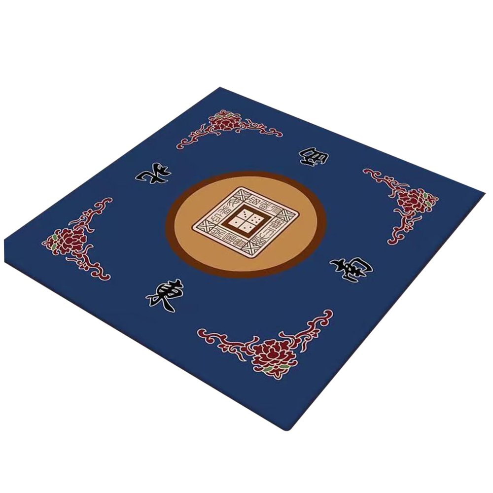 Mahjong Mat 32x32'' Anti Slip Mahjong Table Mat Noise Reduction Mahjong Mat for Table Soft Wear-Resistant Mahjong Game Mat for Poker Card Board & Tile Games Blue Mahjong Accessories