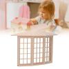 1/12 Dollhouse Bay Window, Exquisite Miniature Wooden 45 Degree Corner 3 Sided Window Model for DIY, Easy to Install, Birchwood Construction view 2