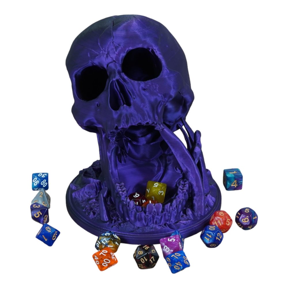 Skull Dice Tower by TechConnext - Enhanced Randomization & Striking Decor for D&D and Tabletop Games (Metallic Black/Purple)
