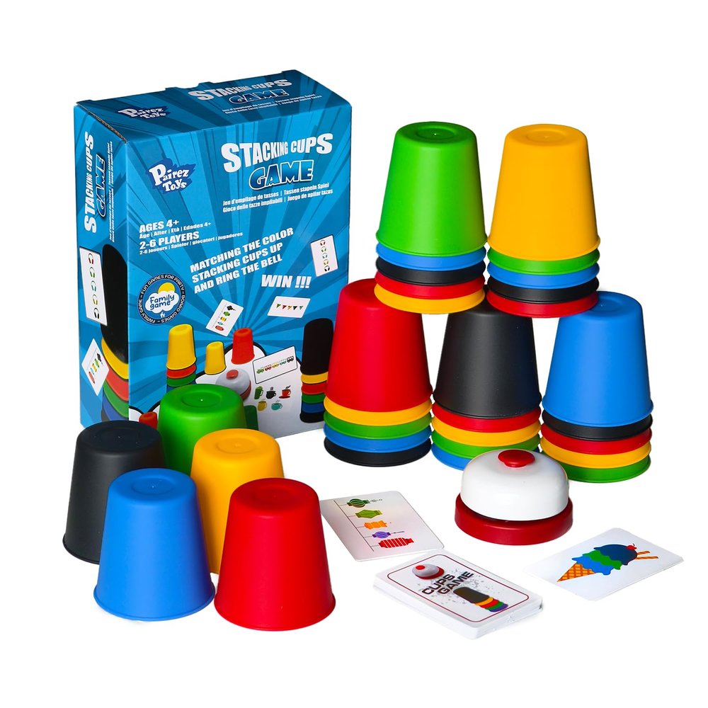 Pairez Toys Quick Stacking Cups Game for Kids - Classic Matching Speed Cup With 24 Cards & 30 Cups - Parent-Child Interactive Family Game for Party or Travel