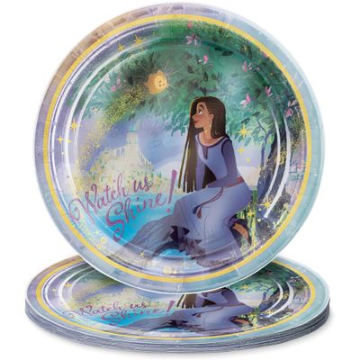Amscan Vibrant Multicolor Foil Hot-Stamped Wish Plates - 9" (Pack of 8) - Durable & Eye-Catching Tableware - Perfect for Kids' Parties