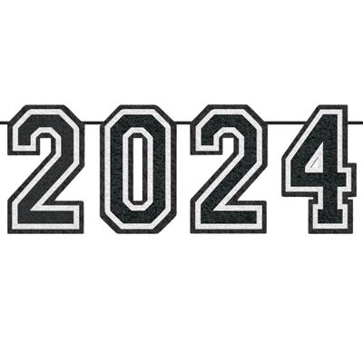 Bold White "2024" Oversized Felt Banner - 15"x12 ft (1 Pack) - Eye-catching & Durable Party Decor - Perfect for Celebrations & Event Announcements