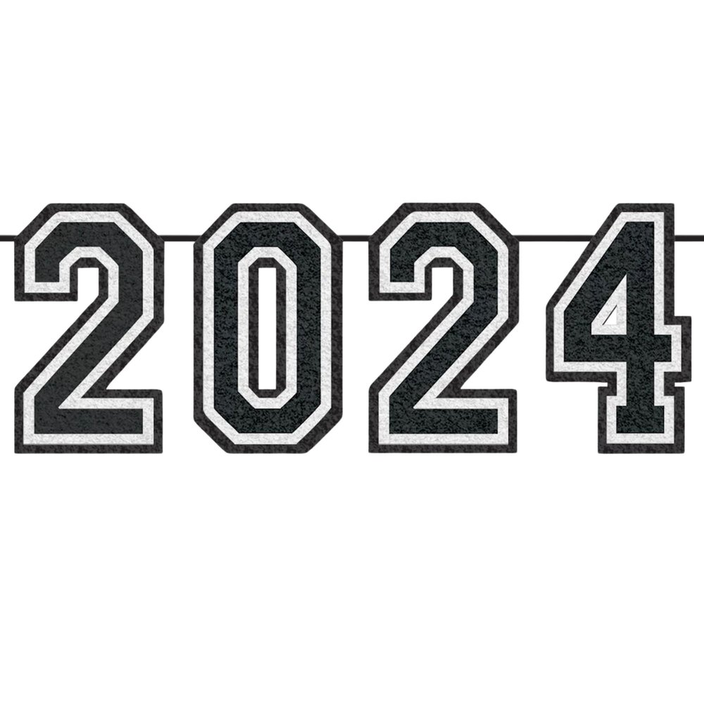 Bold White "2024" Oversized Felt Banner - 15"x12 ft (1 Pack) - Eye-catching & Durable Party Decor - Perfect for Celebrations & Event Announcements