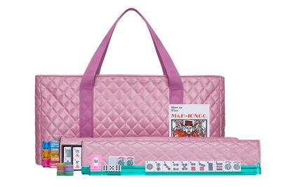 C&H Solutions American Mahjong Set,Mahjong Tiles Set,Purple Pink PU Carrying Bag,166 Premium Tiles,4 All-in-One Rack/Pushers,Western Mahjong with English Manual(Ma Jong,Mah-Jongg, Majiang)