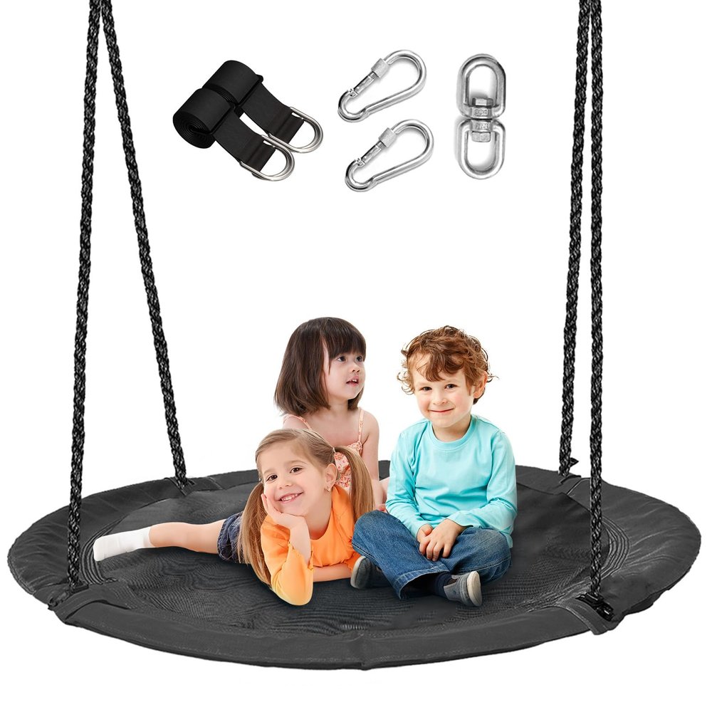 43 inch Saucer Tree Swing for Kids,Flying Round Swing Heavy Duty, Waterproof and All-Weather Resistant Textilene,Swivel,Adjustable Strong Ropes,Easy to Install,Outdoor Playground Backyard