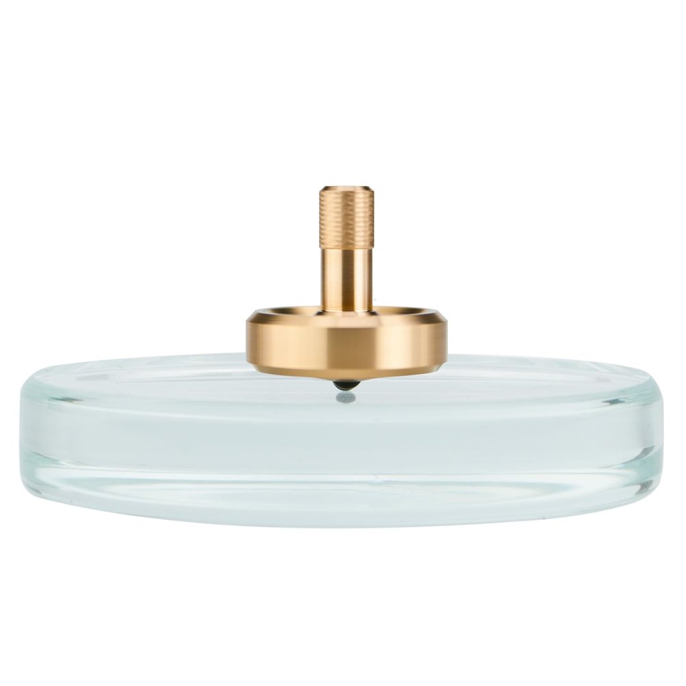 DjuiinoStar Spinning Top: Long Lasting (5-8 Minutes), with Glass Base (Diameter: 3.15"; Focal Length: -30cm; Edge Polished) and Carry Case, CNC Machined, Time Killer, EDC Desk Toy, Fancy Gift DST-820B