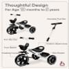 KRIDDO 2-in-1 Toddler Tricycle for Ages 18 Months to 5 Years Old - Extended Push Handle for Effortless Push, Gift Trike for Toddler 3 to 5 Year, Kids Tricycle with Foldable Front Footrest, White view 4