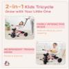 KRIDDO 2-in-1 Toddler Tricycle for Ages 18 Months to 5 Years Old - Extended Push Handle for Effortless Push, Gift Trike for Toddler 3 to 5 Year, Kids Tricycle with Foldable Front Footrest, Pink view 2
