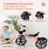 KRIDDO 2-in-1 Toddler Tricycle for Ages 18 Months to 5 Years Old - Extended Push Handle for Effortless Push, Gift Trike for Toddler 3 to 5 Year, Kids Tricycle with Foldable Front Footrest, Pink view 3