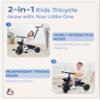 KRIDDO 2-in-1 Toddler Tricycle for Ages 18 Months to 5 Years Old - Extended Push Handle for Effortless Push, Gift Trike for Toddler 3 to 5 Year, Kids Tricycle with Foldable Front Footrest, Blue view 2