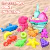 Aclarastra Collapsible Beach Sand Toys for Kids - Travel Beach Toys with 2 Collapsible Beach Buckets, Mesh Bags, Animal Sand Molds, Sand Bucket Shovel Set Sandbox Toy for Toddlers Kids view 2