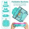 Aclarastra Collapsible Beach Sand Toys for Kids - Travel Beach Toys with 2 Collapsible Beach Buckets, Mesh Bags, Animal Sand Molds, Sand Bucket Shovel Set Sandbox Toy for Toddlers Kids view 3