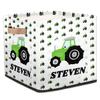 Custom Name Storage Basket Cars Airplane Personalize Foldable Rectangle Clothes Book Toys Storage Bin With Handle For Kids Boys For Home Nursery Dorm Shelf Room,Tractors 2 view 1
