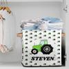 Custom Name Storage Basket Cars Airplane Personalize Foldable Rectangle Clothes Book Toys Storage Bin With Handle For Kids Boys For Home Nursery Dorm Shelf Room,Tractors 2 view 2