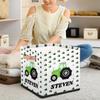 Custom Name Storage Basket Cars Airplane Personalize Foldable Rectangle Clothes Book Toys Storage Bin With Handle For Kids Boys For Home Nursery Dorm Shelf Room,Tractors 2 view 3