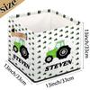 Custom Name Storage Basket Cars Airplane Personalize Foldable Rectangle Clothes Book Toys Storage Bin With Handle For Kids Boys For Home Nursery Dorm Shelf Room,Tractors 2 view 4