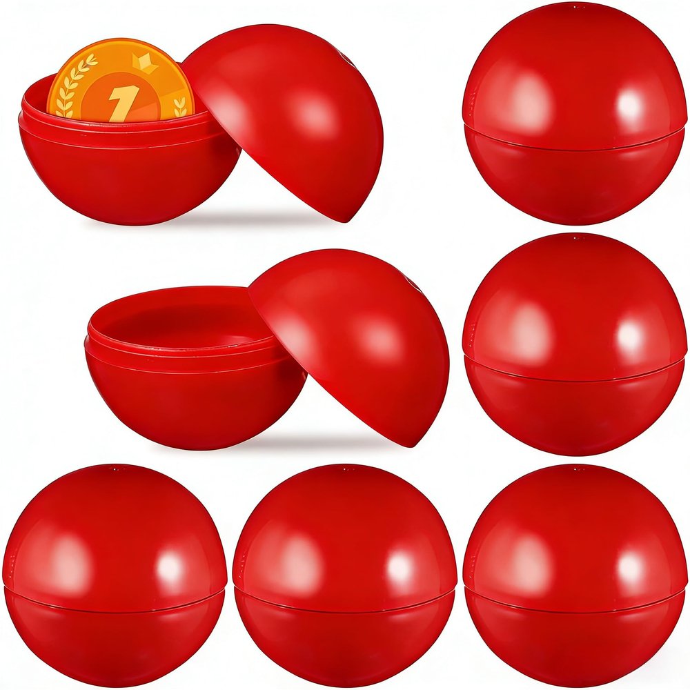 50pcs Hollow Lotto Raffle Ball | Raffle Drawing Balls | Plastic Bingo Only | Lottery | Vending Machine Capsules | Plastic Bingo for Game Party Prizes, Red