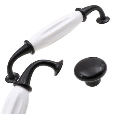 NOORSE Zinc Alloy Black/White Door Handles Ceramic Drawer Pulls Knob Kitchen Cabinet Handles and Knobs Furniture 1Pcs