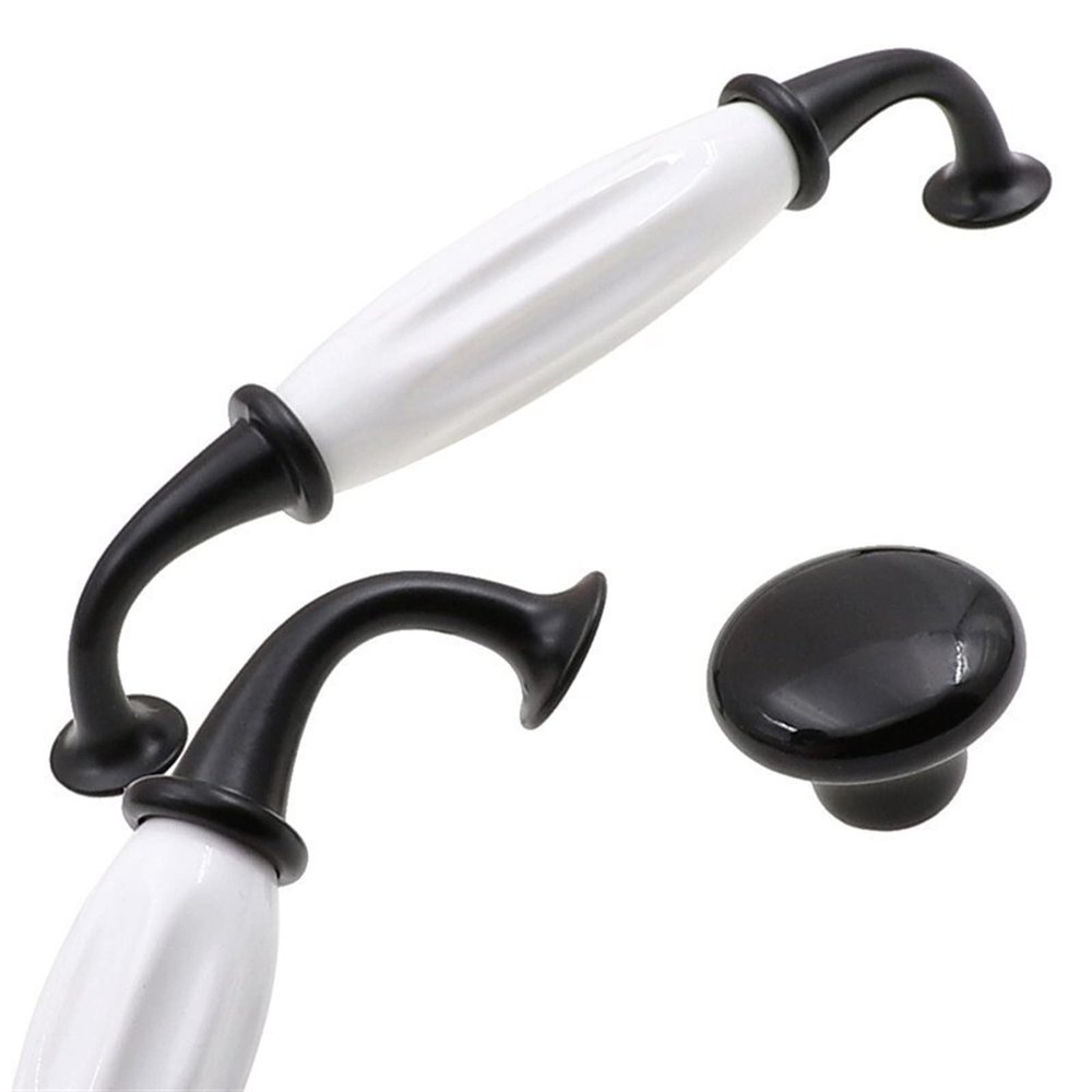 NOORSE Zinc Alloy Black/White Door Handles Ceramic Drawer Pulls Knob Kitchen Cabinet Handles and Knobs Furniture 1Pcs