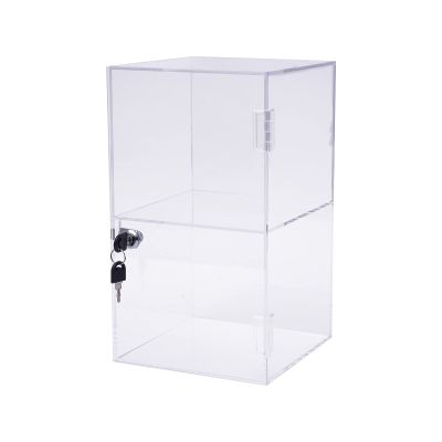 2 Tier Acrylic Display Case with Lock,Square Transparent Showcase for Decoration and Organizer