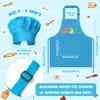 R HORSE Kid Apron and Chef Hat Set 2Pcs Adjustable Children Blue Kitchen Apron Dress up Role Play Chef Toy Kid Funny Cooking Gift Birthday Gift for Kids Cooking Baking Painting and Training view 2