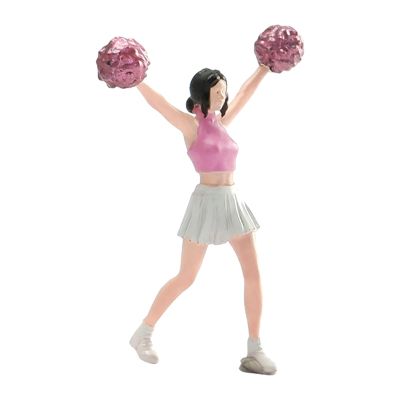 1/64 Cheerleader Model Miniature Dancing Girl Model, Resin Photography Prop Character Model Woman Figurine for Scene, Meatball Head