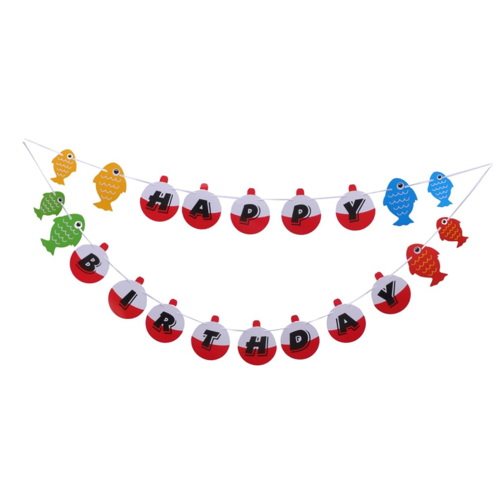 BCOATH Birthday Banner Latte Art Fishing Theme Bunting Garland Party Decorations for Kids