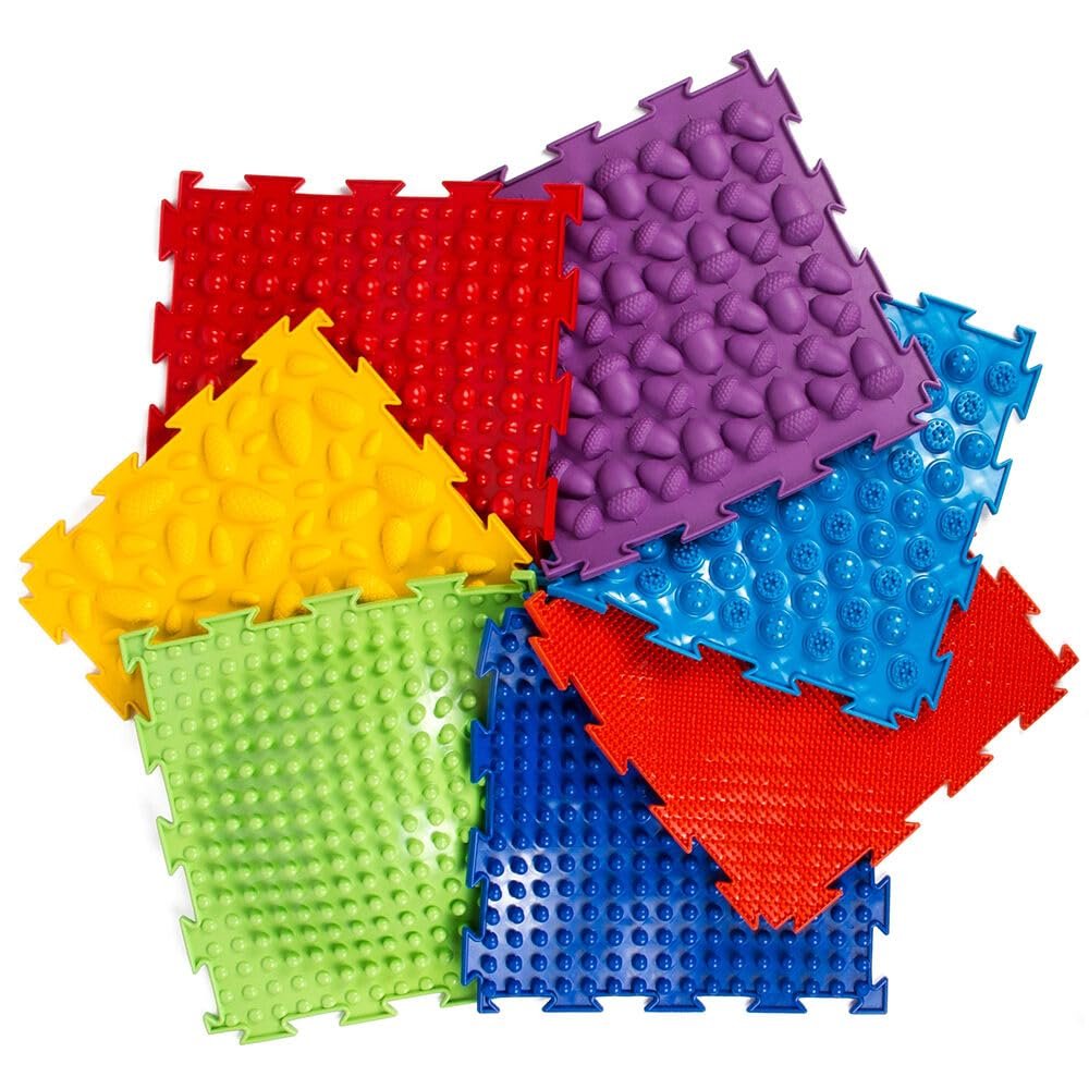 Rainbow Set of Sensory Mat Massage Game Mats for Kids Orthopedic Massage Puzzle Floor mats Ortodon Rainbow Sensory Massage Game Mats