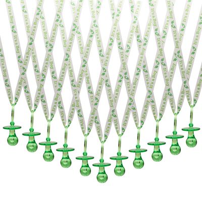 36 Pieces It's a Boy Baby Shower Pacifiers Necklace Acrylic Baby Party Favors Charm Pacifiers Necklace Grosgrain Ribbon Party Decorations Table Scatter (Green)