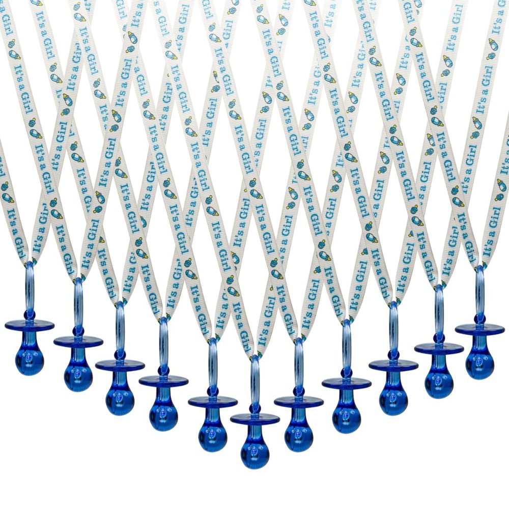 36 Pieces It's a Girl Baby Shower Pacifiers Necklace Acrylic Baby Party Favors Charm Pacifiers Necklace Grosgrain Ribbon Party Decorations Table Scatter (Royal Blue)