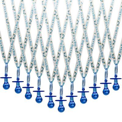 36 Pieces It's a Boy Baby Shower Pacifiers Necklace Acrylic Baby Party Favors Charm Pacifiers Necklace Grosgrain Ribbon Party Decorations Table Scatter (Royal Blue)