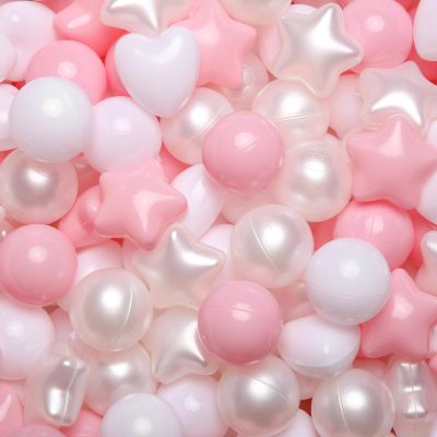 GOGOSO Ball Pit Balls,Plastics Balls for Ball Pit, Stars Hearts Shape for PastelBall for Toddlers Kids, Pink Pear White, 200pcs