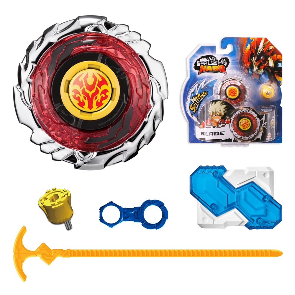 INFINITY NADO Spinning Tops Gaming top Toys, Brust Metal Gyro Battle Set with Launcher, Toy Gifts for Kids Boys and Girls Age 5+, Fiery Flame Red