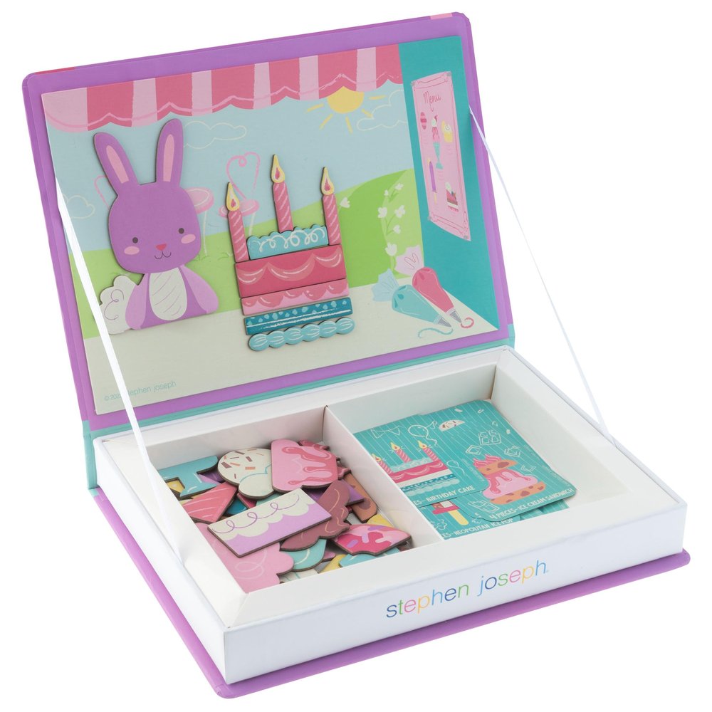 Stephen Joseph, Kids Magnetic Activity Set, 50 Magnet Pieces and 10 Double Sided Cards, Screen-Free Fun, Ideal Travel Activity for Kids, Ideal for Ages 3+, Sweet Shop