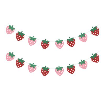 2 Strands Strawberry Theme Garland Baby Girl's Party Paper Hanging Banner Dessert Bar Bunting First Brithday Baby Shower Party Favors