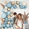 138Pcs Dusty Blue Balloons Arch Garland Kit, Dusty Baby Blue Sand White Metallic Gold Balloons for Bridal Shower Gender Reveal Birthday Baby Shower Decorations view 4