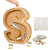 Custom Wooden Piggy Banks, CCHKFEI Coin jar Personalized Piggy Bank Creative 26 Letter DIY Storage Jar Kids Alphabet Coin Bank Savings Piggy Bank Birthday Gift Home Decoration Souvenir (S) view 1