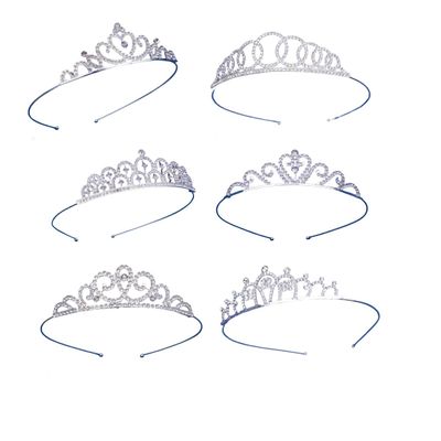 6 Pieces Women's Rhinestone Crown Headband Princess Tiara for Bridal Wedding Birthday Party Cake Accessiories