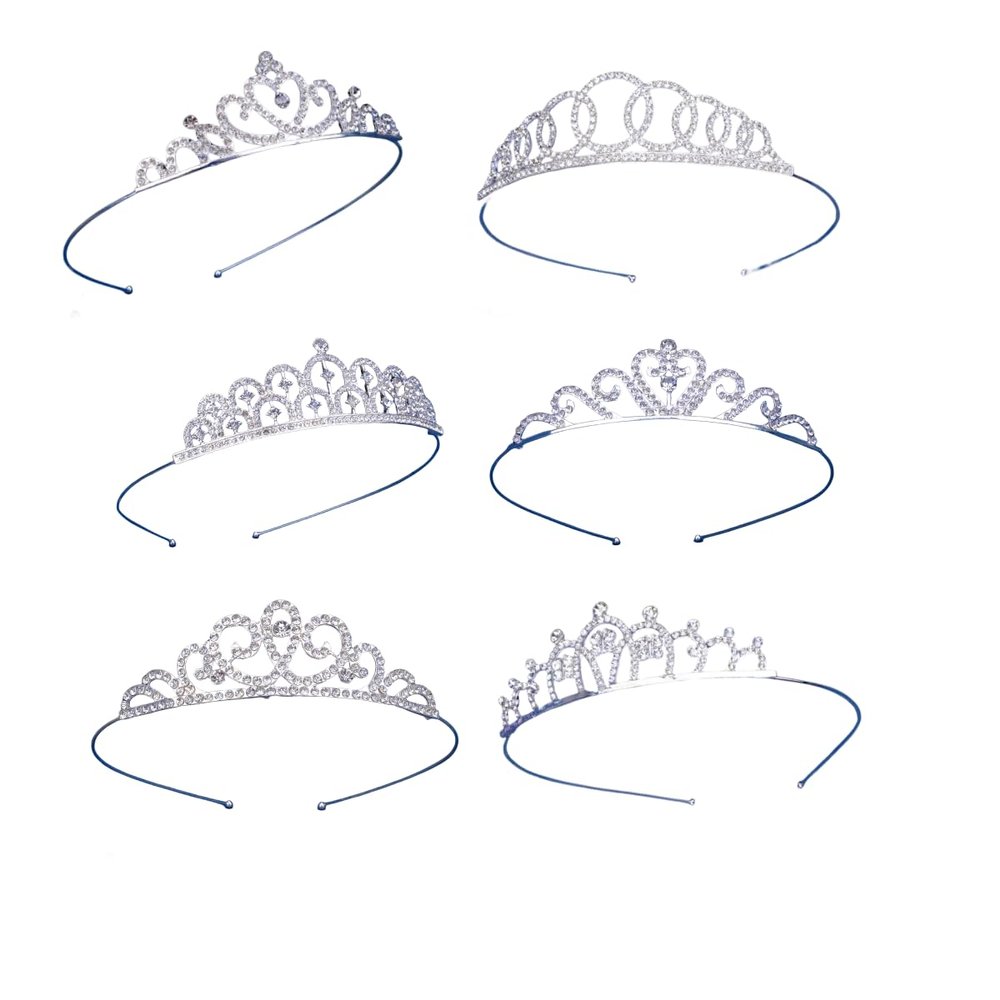 6 Pieces Women's Rhinestone Crown Headband Princess Tiara for Bridal Wedding Birthday Party Cake Accessiories