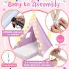 6 Pack Sleepovers Teepee Tent for Kids Bulk with Mattress Sheet Light,Natural Cotton Washable Indoor Play Tent for Birthday Slumber Party Girls Boys Pajama Movie Night Supplies(Pink, Purple, White) view 3