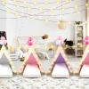 6 Pack Sleepovers Teepee Tent for Kids Bulk with Mattress Sheet Light,Natural Cotton Washable Indoor Play Tent for Birthday Slumber Party Girls Boys Pajama Movie Night Supplies(Pink, Purple, White) view 4